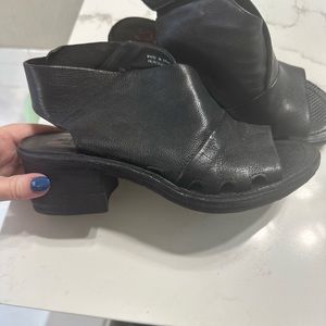 AS98 soft leather sandals platform bootie open toe black 7